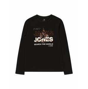 Jack & Jones Junior Tričko 'Hunt'  šedá / tmavě oranžová / černá / bílá