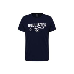 HOLLISTER Tričko  marine modrá / bílá