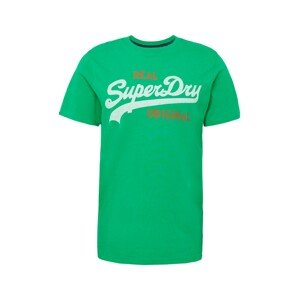 Superdry Tričko  hnědá / zelená / bílá