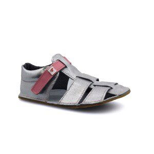sandály Ef Šedá stříbrné s růžovou (satyna kropki) Velikost boty (EU): 21, Vnitřní délka boty: 132, Vnitřní šířka boty: 62