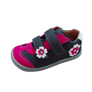 boty Filii LEGUAN vegan Velcro textile ocean/pink s kytičkou M (textil, uvnitř umělá kůže 19941-26) velikosti bot EU: 32