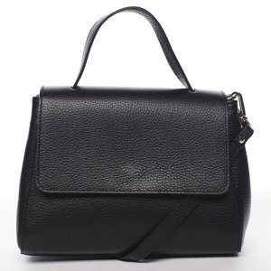 Atraktivní kožená kabelka do ruky Fátima, černá
