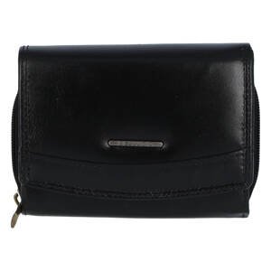 Menší praktická dámská kožená peněženka Siska, černá