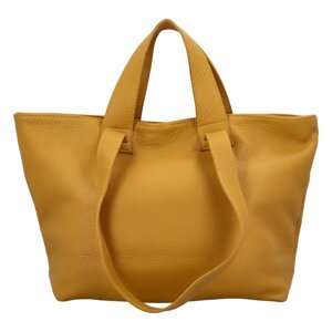 Velká a prostorná dámská kožená taška Sára, žlutá