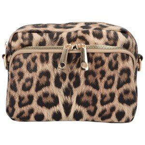 Trendová koženková dámská crossbody Julo, leopard khaki/khaki