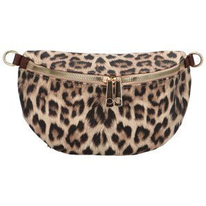 Módní koženková ledvinka se zvířecím potiskem Sixto, leopard khaki/coffee