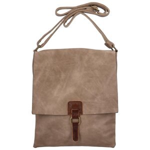 Koženková crossbody s klopou Lora, béžová