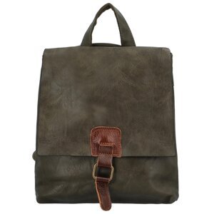 Městský stylový koženkový batoh Enjoy, vojenská zelená