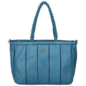 Dámská koženková kabelka přes rameno se stylovými záhyby Mila, modrá