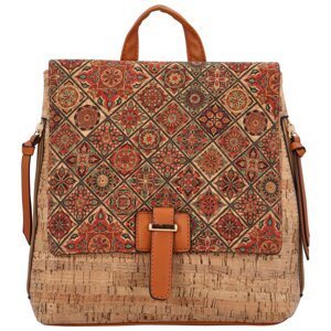 Trendová dámská korková kabelka/batoh Verama, dlaždice červená