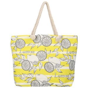 Textilní plážová taška Citronáda, citrón a žlutý pruh