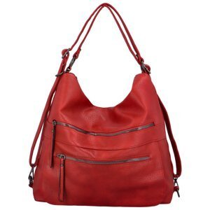Praktický dámský koženkový kabelko-batoh Alexia, červená