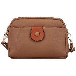 Stylová dámská malá koženková crossbody Estela,  světle hnědá