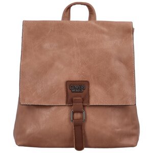 Stylový dámský koženkový kabelko-batoh Arceela, tmavě růžový