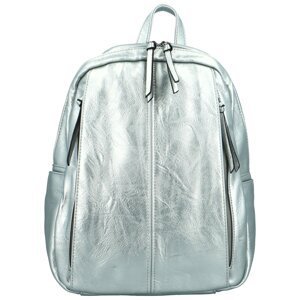 Stylový dámský koženkový kabelko/batoh Cedra, stříbrný
