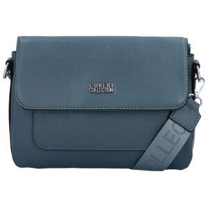 Trendy dámská koženková crossbody kabelka Tyera, džínově modrá