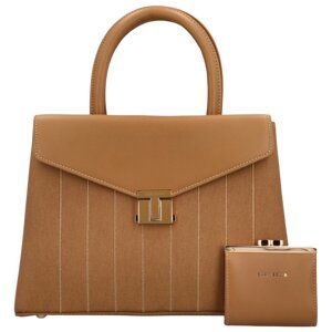 Elegantní sada dámské kabelky do ruky a peněženky Vittoria, camel
