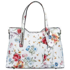 Stylová dámská kožená kabelka do ruky Petronela, bílá/květy