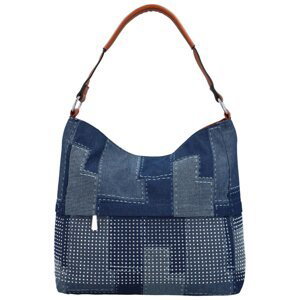 Trendy dámská textilní kabelka na rameno Welika, modro-hnědá