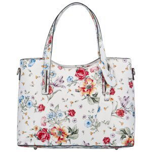 Luxusní dámská kožená taška Joseph, bílá-květina
