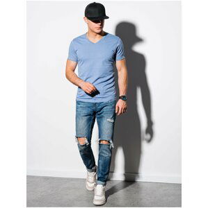 Modré pánské tričko bez potisku Ombre Clothing S1369  basic