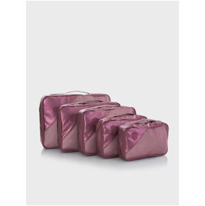 Sada pěti cestovních taštiček v tmavě růžové barvě Heys Metallic Packing Cube 5pc