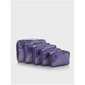 Sada pěti cestovních taštiček v tmavě modré barvě Heys Metallic Packing Cube 5pc