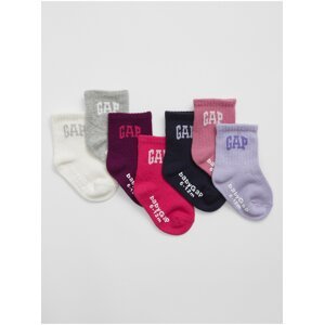 Sada sedmi párů holčičích ponožek v bílé, fialové a šedé barvě Gap
