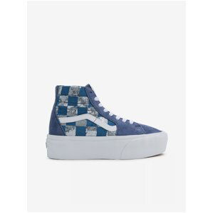 Modré dámské kotníkové tenisky se semišovými detaily VANS SK8-Hi