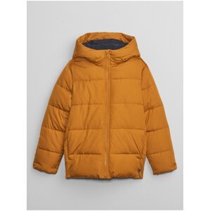 Oranžová dětská zimní prošívaná bunda s kapucí GAP