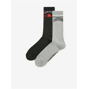 Sada dvou párů pánských ponožek v černé a šedé barvě Converse Club Concer