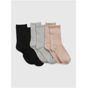 Sada tří párů holčičích ponožek v černé, šedé a růžové barvě GAP