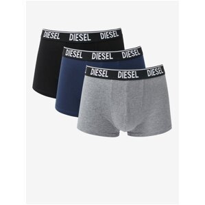 Sada tří pánských boxerek v tmavě modré, černé a šedé barvě Diesel
