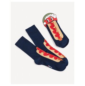 Tmavě modré pánské vzorované ponožky Celio Hot Dog