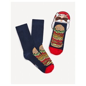 Tmavě modré pánské vzorované ponožky Celio Burger