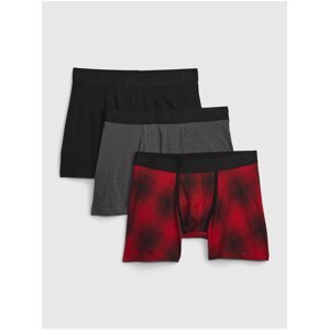 Sada tří pánských boxerek v červené, šedé a černé barvě GAP