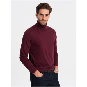 Vínové pánské basic tričko s rolákem Ombre Clothing