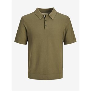 Khaki pánské polo tričko Jack & Jones Blusandri