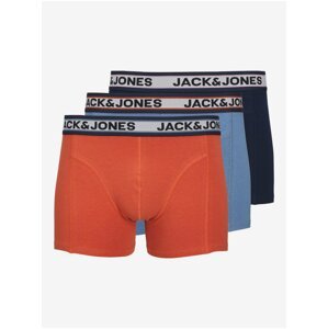 Sada tří pánských boxerek v modré a oranžové barvě Jack & Jones