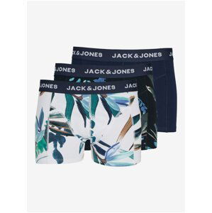 Sada tří pánských boxerek v modré a bílé barvě Jack & Jones