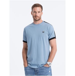 Světle modré pánské tričko Ombre Clothing