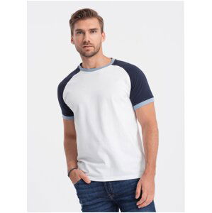 Modro-bílé pánské tričko Ombre Clothing Reglan