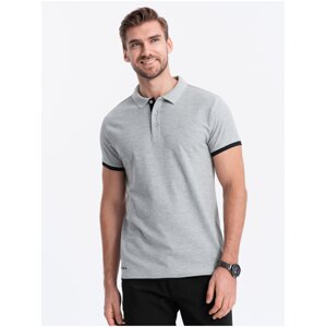 Šedé pánské polo tričko Ombre Clothing