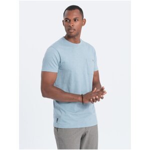 Světle modré pánské tričko s kapsičkou Ombre Clothing