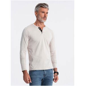 Světle šedé pánské tričko s knoflíky Ombre Clothing HENLEY