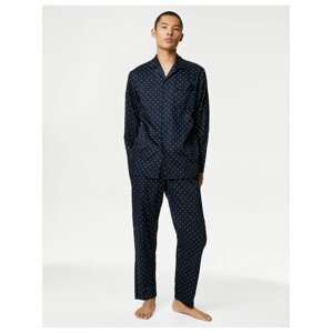 Tmavě modrá pánská puntíkovaná pyžamová souprava Marks & Spencer