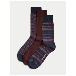 Bavlněné modalové ponožky Pima v různém provedení, 3 páry Marks & Spencer červená