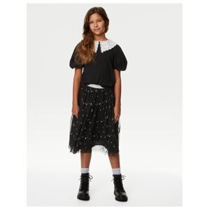 Černá holčičí vzorovaná tylová sukně Marks & Spencer