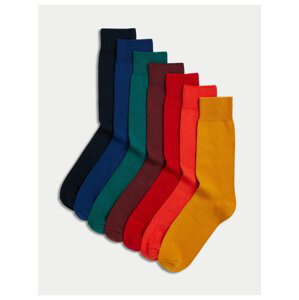 Sada sedmi párů pánských ponožek v žluté, oranžové, červené, vínové, zelené, modré a černé barvě Marks & Spencer Cool & Fresh™