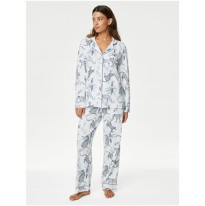 Modro-bílé dámské vzorované pyžamo Marks & Spencer